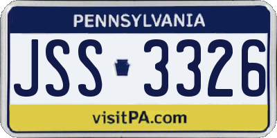 PA license plate JSS3326