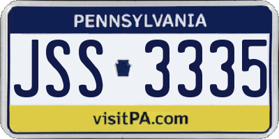 PA license plate JSS3335
