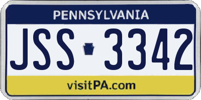 PA license plate JSS3342