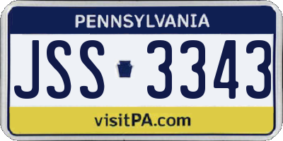 PA license plate JSS3343