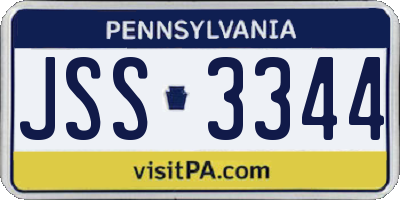 PA license plate JSS3344