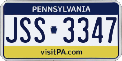 PA license plate JSS3347