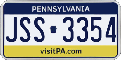 PA license plate JSS3354