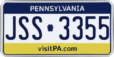 PA license plate JSS3355