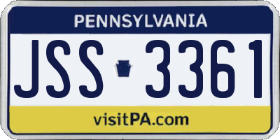PA license plate JSS3361