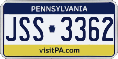 PA license plate JSS3362