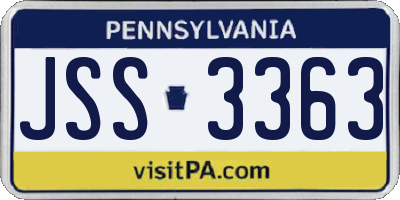 PA license plate JSS3363