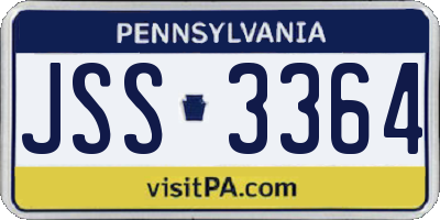 PA license plate JSS3364