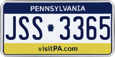 PA license plate JSS3365