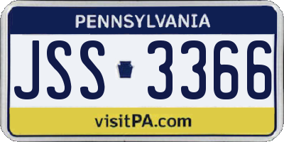 PA license plate JSS3366
