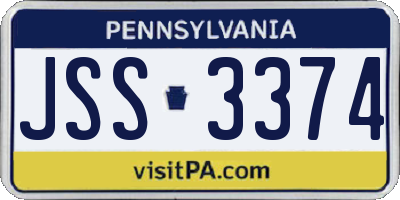 PA license plate JSS3374