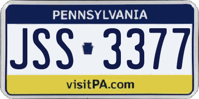 PA license plate JSS3377