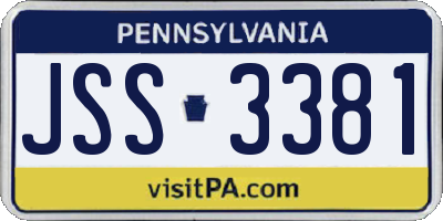 PA license plate JSS3381