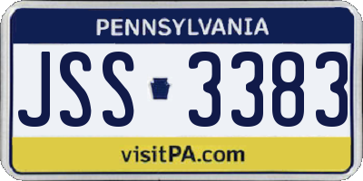 PA license plate JSS3383