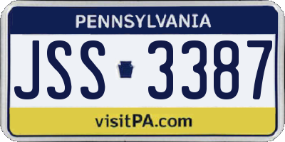 PA license plate JSS3387