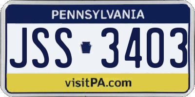 PA license plate JSS3403
