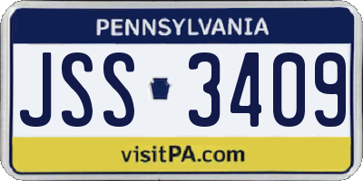 PA license plate JSS3409