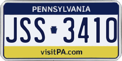 PA license plate JSS3410