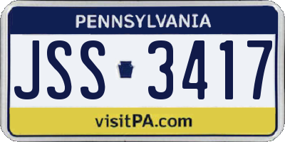PA license plate JSS3417