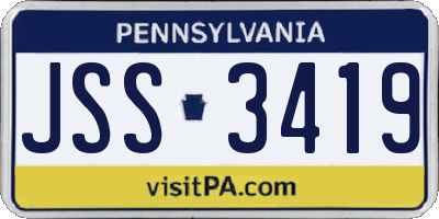 PA license plate JSS3419