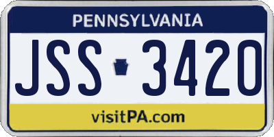 PA license plate JSS3420
