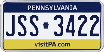 PA license plate JSS3422