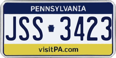 PA license plate JSS3423