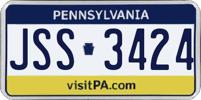 PA license plate JSS3424