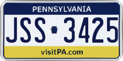 PA license plate JSS3425