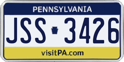 PA license plate JSS3426