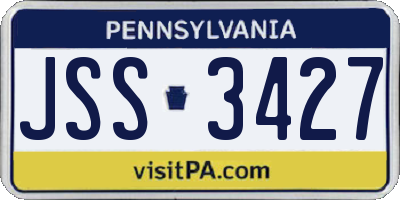 PA license plate JSS3427