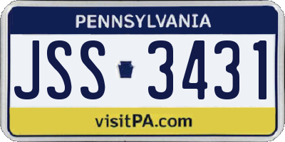 PA license plate JSS3431