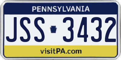 PA license plate JSS3432