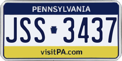 PA license plate JSS3437