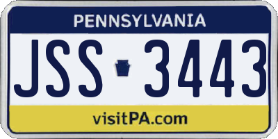 PA license plate JSS3443