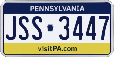 PA license plate JSS3447