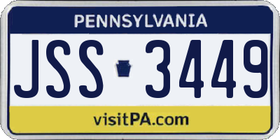 PA license plate JSS3449