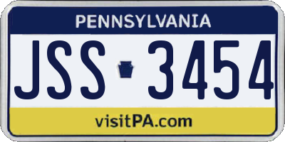 PA license plate JSS3454