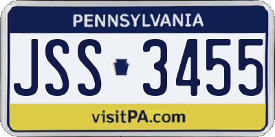 PA license plate JSS3455