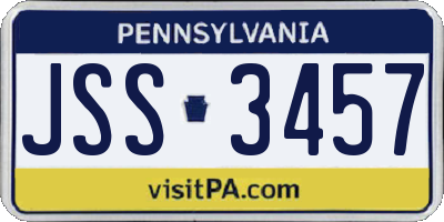 PA license plate JSS3457