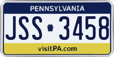 PA license plate JSS3458