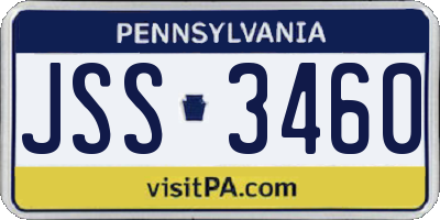 PA license plate JSS3460