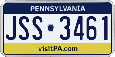 PA license plate JSS3461