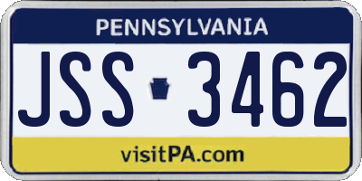 PA license plate JSS3462