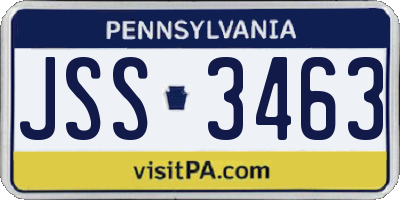 PA license plate JSS3463