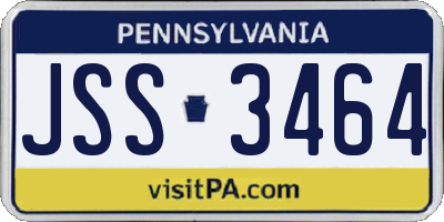 PA license plate JSS3464