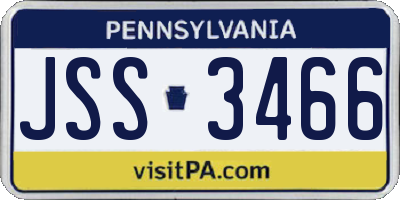 PA license plate JSS3466