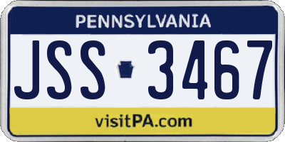 PA license plate JSS3467