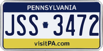 PA license plate JSS3472