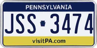 PA license plate JSS3474